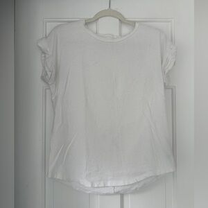 Gap Rolled Sleeve White Round Hem Tee Shirt in Size Extra Small